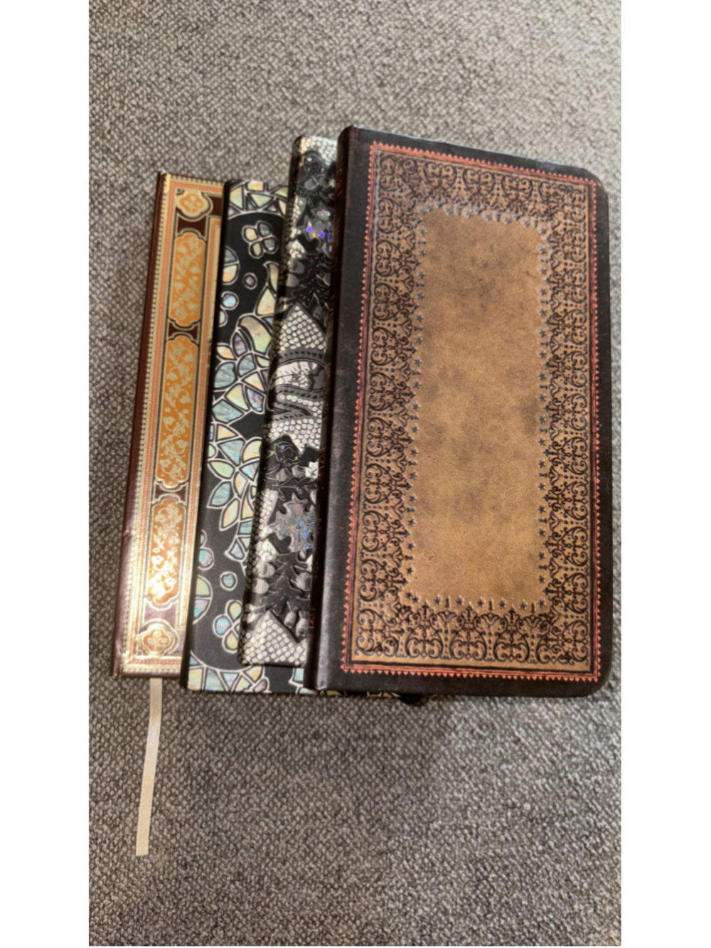 Lot of 4 Slim Fashion Journals 160 Lined Pages Decorative Notebooks #C11